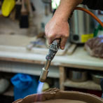 John Higgins at work in his studio 2018